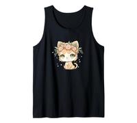 Cute Chibi Cat with A Pink Flower Crown Tank Top