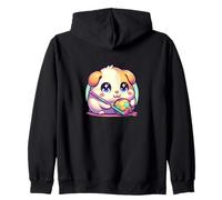 Cute Chibi Guinea Pig With Soccer Ball And Hockey Stick Zip Hoodie