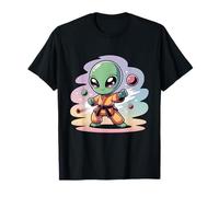 Cute Chibi Karate Alien Funny Kawaii UFO World UFO Day Kids T-Shirt