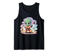 Cute Chibi Karate Alien Funny Kawaii UFO World UFO Day Kids Tank Top