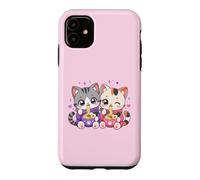 Cute Chibi Kawaii Cats Ramen Noodles Bowl Anime Neko Gift Case for iPhone 11