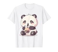 Cute Chibi Panda Sipping Boba Tea Kawaii Bubble Art Value Graphic T-Shirt, Men, White, S