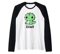 Cute Chibi Trex Dinosaur Rawr Roaring Raglan Baseball Tee