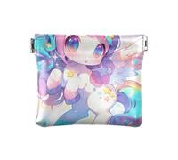 Cute Chibi Unicorns Women's Leather Coin Purses Pouches Convenient Card Key Organizer for Girls Ladies Handbag