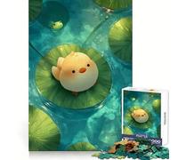 Cute Chick And Frog on Lilypads Jigsaw Puzzle for Adults 1000 Pieces Serene Game DownTime Game Pattern Build Xmas Gift (50x75cm)
