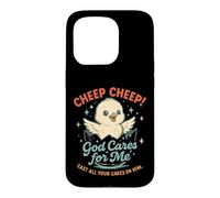 Cute Chick God Cares for Me Christian Faith Case for iPhone 15 Pro