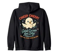 Cute Chick God Cares for Me Christian Faith Zip Hoodie