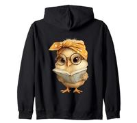 Cute Chick Reading Book Bandana Design Zip Hoodie