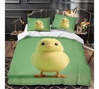cute chick standing 3D Digital Print Quilt Cover 3pcs Microfibre Anti-Fade Breathable digital illustration Comforter Cover 2 Pillowcases Zip Closure Bed Set Teenagers Adults Double（200x200cm）