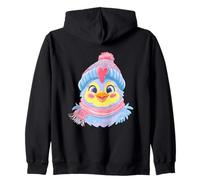 Cute Chick Winter Portrait Bird Lover Graphic Pastel Blue Zip Hoodie