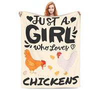 Cute Chicken Blanket Just A Girl Who Loves Chickens Blankets Super Soft Warm Flannel Sherpa Throw Blankets Bedding Decor Gifts for Kids Boys Girls Toddler Adults 60"x50"