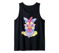 Cute Chicken Floral Portrait Bird Lover Graphic Pastel Pink Tank Top
