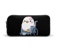 Cute Chicken in Wheel Chai Cosmetic Bag Makeup Organizer Pencil Case Large Capacity Pouch for Travel