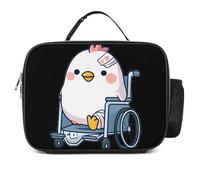 Cute Chicken in Wheel Chai Insulated Lunch Bag Lunchbox Cooler Container Tote for Work Travel Picnic