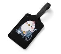 Cute Chicken in Wheel Chai Travel Luggage Tag Identify Labels