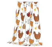 Cute Chicken Printed Throw Blanket, Soft Fuzzy Funny Rooster Flannel Blanket, Warm Lightweight Bed Farmhouse Decoration Blankets 50"x40"