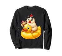 Cute Chicken Sitting On A Rubber Duck Sweatshirt