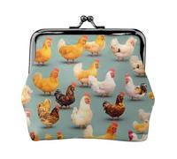 cute chicken walking small wallets woman,wallets for women,coin purse for women,small womens wallet,with zipper and kiss lock, Black, One Size, Art Deco