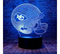 Cute Chiefs Football Helmet 3D Optical Illusion LED Bedroom Decor Sleep Table Lamp with Remote 7 Colors Acrylic Visual Night Light Birthday Christmas Gifts for Kids KC Men Women