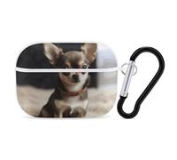 Cute Chihuahua AirPods Pro Case Cover with Keychain Ring PC Hard Shell Protective Case for AirPods Pro 2nd for Women Men Generation Easy Open Full Drop Protection Cover White-Style