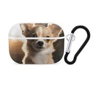 Cute Chihuahua AirPods Pro Case Cover with Keychain Ring PC Hard Shell Protective Case for AirPods Pro 2nd for Women Men Generation Easy Open Full Drop Protection Cover White-Style