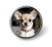 Cute Chihuahua Badges Decorative, Durable Aluminum Alloy Round Badge, Lightweight Button Brooch for Shirts, Jackets, Hats, Uniforms 1"