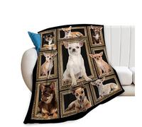 Cute Chihuahua Blanket for Girls Boys Funny Dog Throw Blanket Soft Cozy Warm Fuzzy Fleece Pet Bedding Flannel Blankets Gifts for Chihuahua Lovers Kids Men Women Bedroom Decor 50"x40"