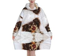 Cute Chihuahua Dog Animal,Women's Oversized Wearable Blanket Hoodie, Blanket Sweatshirt,Flannel Pullover Blanket