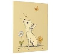 Cute Chihuahua Dog Canvas Prints Wall Art 8 * 12 x1, Sunflower Plant Flower Wall Art for Living Room Bathroom, Big Small Vertical Spring Pet Decorative Wall Art Bedroom Women Men