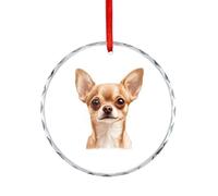 Cute Chihuahua Dog Christmas Hanging Ornaments Crystal Glass Round Pendant Gifts for Xmas Trees Home Offices