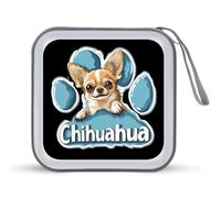 Cute Chihuahua Dog Funny CD Case 40 Capacity DVD Holder Portable Storage Disc Binder Wallet for Car Home Travel