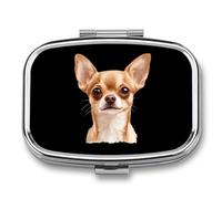 Cute Chihuahua Dog Funny Square Pill Organizer Travel Pharmacy Box Portable Medicine Case with 2 Compartments