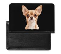 Cute Chihuahua Dog Leather Passport Holder Compact ID Card Cover Case Slim Travel Wallet for Men Women
