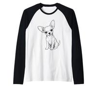 Cute Chihuahua Dog Line Art Illustration Raglan Baseball Tee