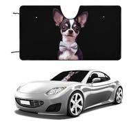 Cute Chihuahua Dog with Bowtie Funny Car Windshield Sun Shade Collapsible Vehicle Front Window Visor Heat Insulation Cover 51"×28" 55"×30"