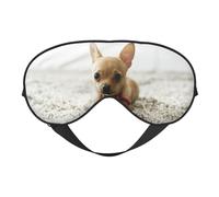 Cute Chihuahua Double-Sided Silk Sleep Mask, Adjustable Light Blocking Eye Mask for Travel, Men & Women, Soft Comfortable Blindfold 20x10cm