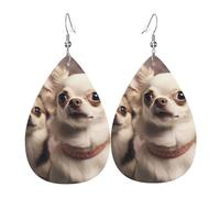 Cute Chihuahua Earrings for Women Double Sided Teardrop Leather Earrings Lightweight Dangle Earrings for Women Ear Accessories Fashion Jewelry Birthday Gift