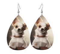 Cute Chihuahua Earrings for Women Double Sided Teardrop Leather Earrings Lightweight Dangle Earrings for Women Ear Accessories Fashion Jewelry Birthday Gift