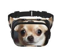 Cute Chihuahua Fanny Pack For Women Waterproof Adjustable Belt Bags Waist Pack Fashion Casual Crossbody Bags Bum Bag For Running Workout Hiking Traveling, Black, One Size