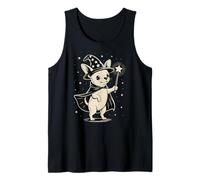 Cute Chihuahua in Wizard Hat with Star Wand, Magical Puppy Tank Top