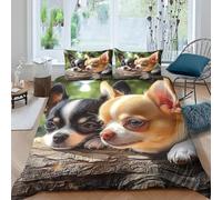 Cute Chihuahua King Size Duvet Cover Sets Bedding Set King Size 230x220 3D Print Animals & Pets King Duvet Covers Soft Microfiber Zippered Quilt Cover and 2 Pillowcases M.538