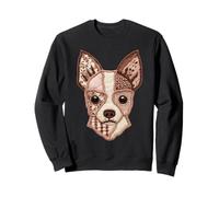 Cute Chihuahua Patchwork Floral Dog Boho Folk Art Graphic Sweatshirt