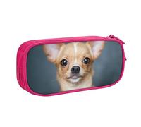 Cute Chihuahua Pencil Case Pen Pouch Bag with Zipper, Blue Large Capacity Pencil Box for School, Office, and Travel