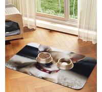 Cute Chihuahua Pet Feeding Mat Absorbent Pu Leather Dog Cat Food Mats Contain Spills Protects Floors, Anti-Slip Rubber Backing Dog Bowl Mats Easy Clean Pet Placemats 30x45cm
