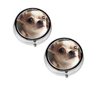 Cute Chihuahua Print Pill Box 3 Compartment Medicine Pill Case,Portable for Pocket Or Purse Pill Organizer Decorative Metal Medicine Vitamin Organizer Unique Gift