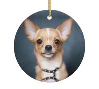 Cute Chihuahua Printing Personalized Christmas Ceramic Ornament Xmas Hanging Decoration For Home Holiday Party Decor