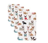Cute Chihuahua Pug Pattern Car Air Freshener Cards Set of 4 Pieces Long Lasting Hanging Scented Cards for Bedroom Wardrobe Car Aromatherapy Tablets for Men Women Rearview Mirror Pendant
