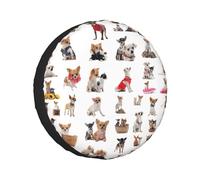 Cute Chihuahua Pug Pattern Christmas Tire Cover Universal Fit For Trailer,Rv,Car,Truck,Suv,Jeep,Waterproof Dustproof