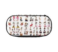 Cute Chihuahua Pug Pattern Cute Aesthetic Big Capacity Zipper Pencil Cases Pen,Portable Office Desk Organizer for Adults