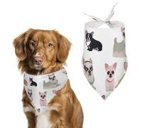 Cute Chihuahua Pug Pattern Dog Bandana Triangle Dog Scarf Washable Polyester Dog Bibs Cute Pet Bandana for Medium Large Dogs Puppy and Cats